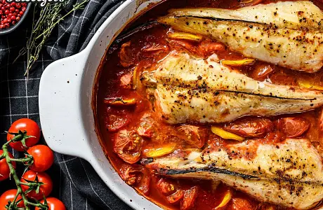 Новый рецепт: Филе судака в томатном соусе
