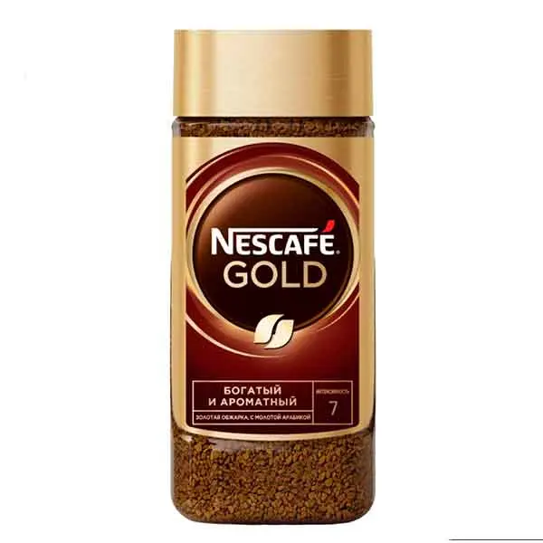 Натуральный растворимый сублимированный кофе с добавлением натурального жареного молотого кофе Nescafé Gold 95гр