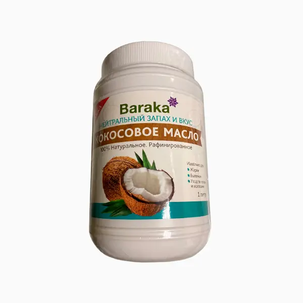 Кокосовое масло рафинированное холодный отжим Baraka 1000 мл.