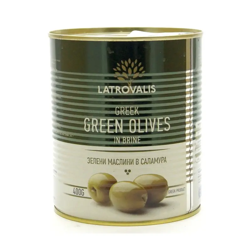 Зелёные оливки в рассоле без косточки GREEN OLIVES LATROVALIS 400гр