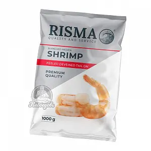 Креветки Risma бланшированные варено-мороженные очищенные с хвостиком 31-40 Premium