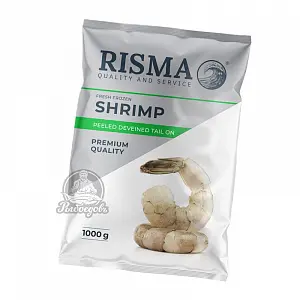 Креветки Risma свежемороженные очищенные с хвостиком 31-40 Premium