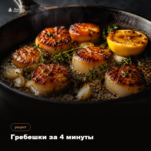 Гребешки на сковороде — полторы минуты на сторону, и ни секундой больше