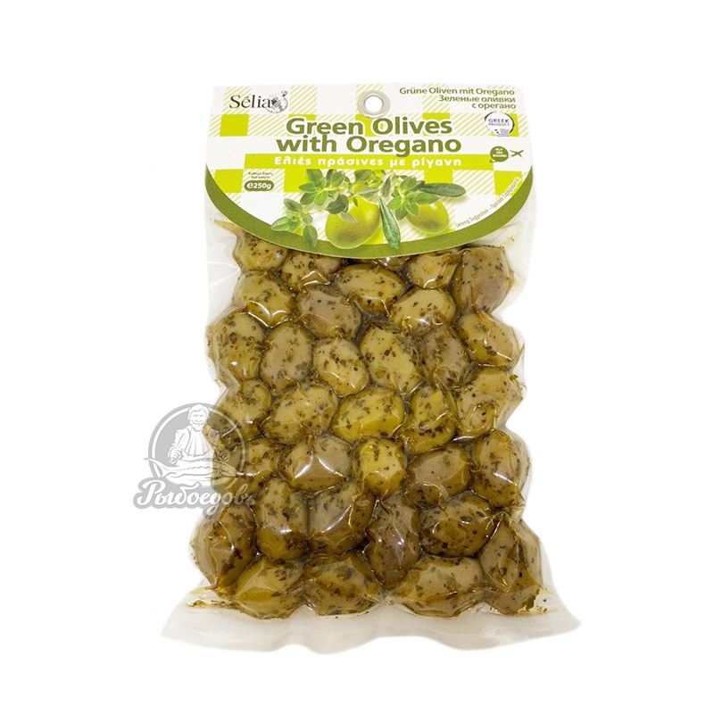 Оливки зелёные Халкидики с Орегано Selia 250гр