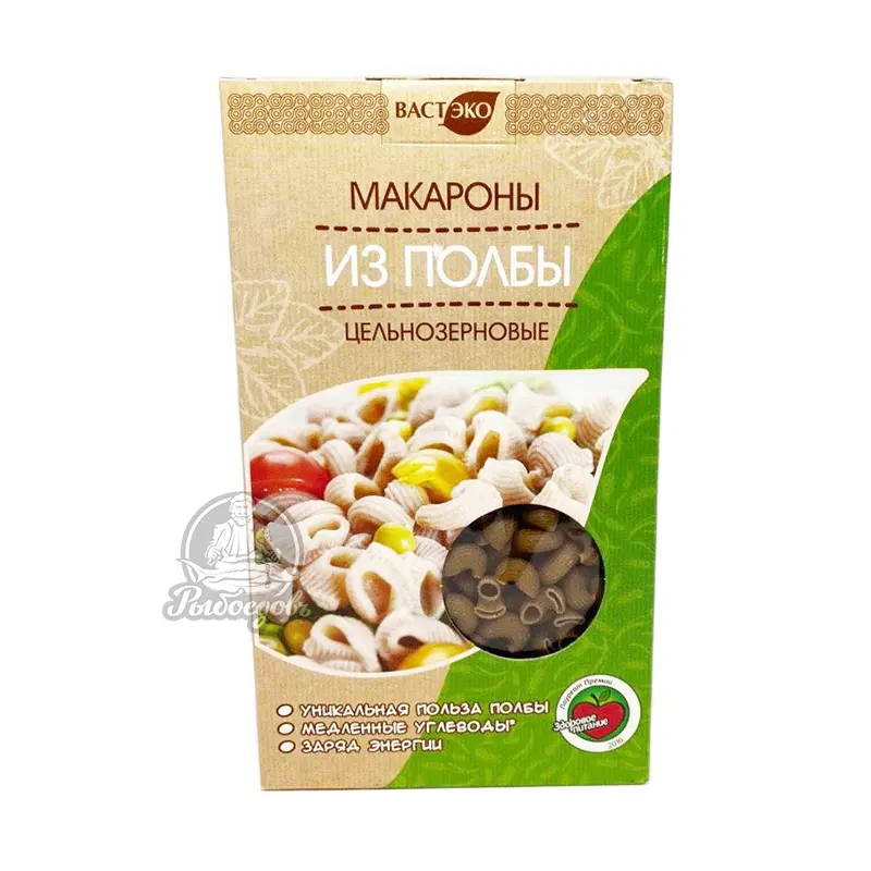 Макароны из полбы цельнозерновые рожки ВАСТ ЭКО 400гр Макароны из полбы цельнозерновые рожки ВАСТ ЭКО 400гр