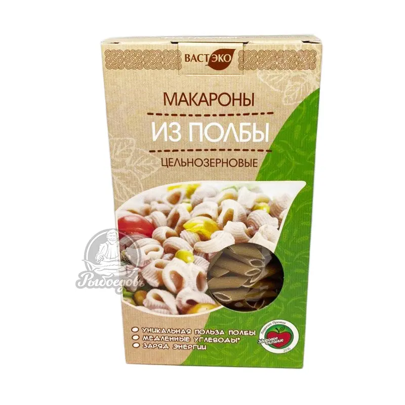 Макароны из полбы цельнозерновые перья ВАСТ ЭКО 400гр Макароны из полбы цельнозерновые перья ВАСТ ЭКО 400гр