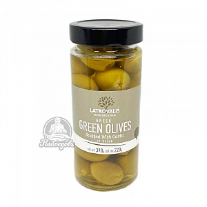 Оливки зеленые фаршированные чесноком в рассоле GREEN OLIVES 390гр Оливки зеленые фаршированные чесноком в рассоле GREEN OLIVES 390гр