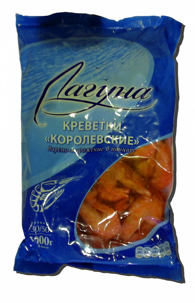 Креветки королевские, ваннамей, 5% 30-50 шт/кг, 1 кг Креветки королевские, ваннамей, 5% 30-50 шт/кг, 1 кг