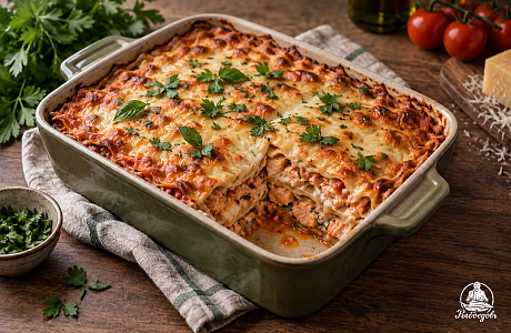 Лазанья с красной рыбой