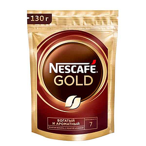 Натуральный растворимый сублимированный кофе с добавлением натурального жареного молотого кофе Nescafé Gold 130гр