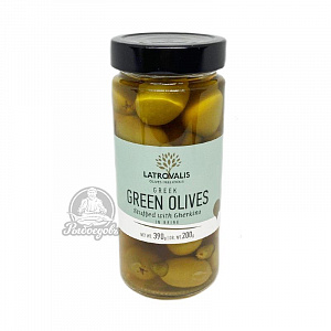 Оливки зеленые фаршированные зелёным огурцом в рассоле GREEN OLIVES 390гр Оливки зеленые фаршированные зелёным огурцом в рассоле GREEN OLIVES 390гр