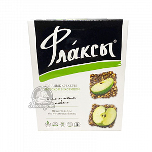 Флаксы льняные крекеры с яболоком и корицей 120гр Флаксы льняные крекеры с яболоком и корицей 120гр