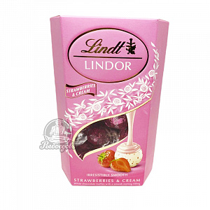 Набор конфет из белого шоколада с клубникой LINDOR 200гр Набор конфет из белого шоколада с клубникой LINDOR 200гр