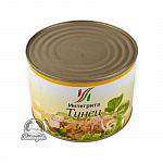 Тунец резанный кусочками в собственном соку вес 1кг 700 грамм