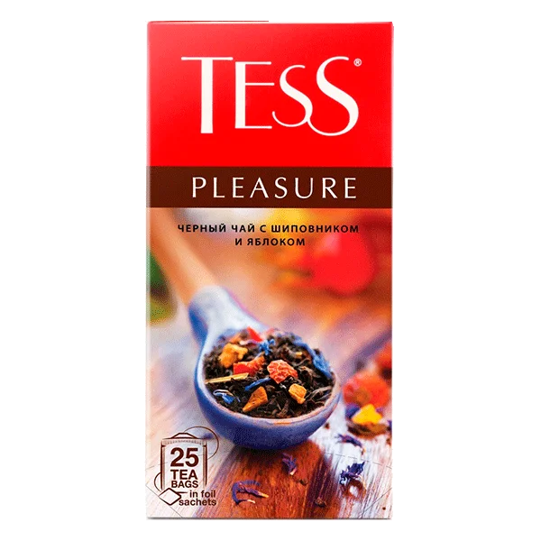 Tess чёрный чай с шиповником и яблоком Pleasure 25 пакетиков