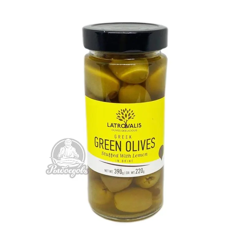 Оливки зеленые фаршированные лимоном в рассоле GREEN OLIVES 390гр