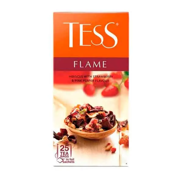 Чайный напиток со вкусом и ароматом земляник  с розовым перцем Tess Flame  25 пакетиков 