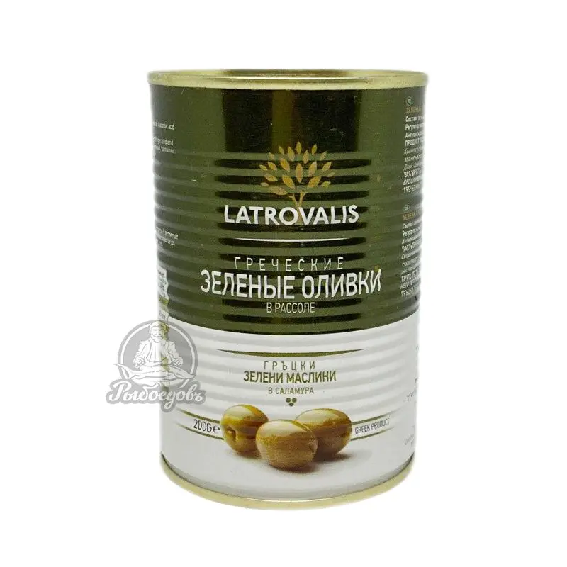 Греческие зелёные оливки в рассоле LATROVALIS 200гр