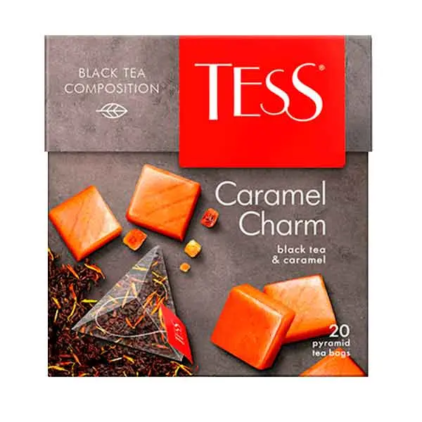  Чёрный чай с ароматом и кусочками карамели Tess Caramel Charm  20 пакетиков 