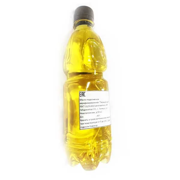 Подсолнечное масло нерафинированное "Первый сорт" холодного отжима (сыродавленая) 1л