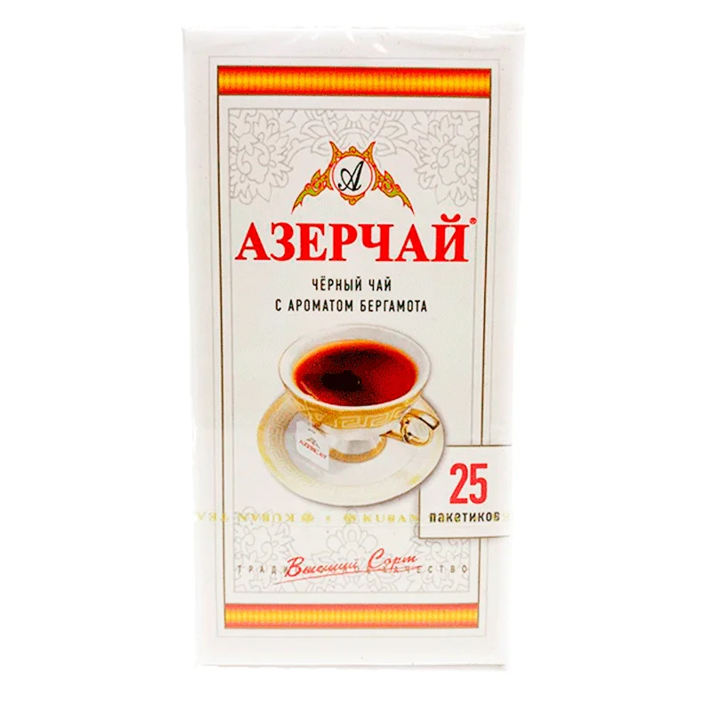 Чай чёрный с ароматом бергамота Азерчай  25 пакетиков 