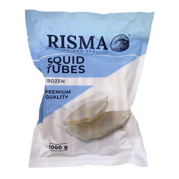 Трубки кальмара мороженое Risma 1кг. Трубки кальмара мороженое Risma 1кг.